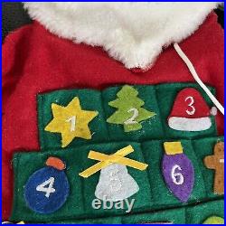 Gemmy Santa Claus Advent Christmas Calendar Felt Star TALKs 24 Cheeks Light Up