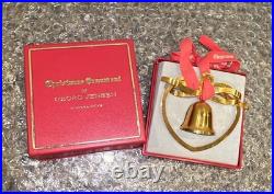 Georg Jensen 1984 24 Karat Gold Plated Bell/Heart Christmas Ornament Broken Box