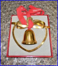 Georg Jensen 1984 24 Karat Gold Plated Bell/Heart Christmas Ornament Broken Box