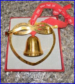Georg Jensen 1984 24 Karat Gold Plated Bell/Heart Christmas Ornament Broken Box
