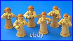 German Figurine Wooden Natural Musical Angels