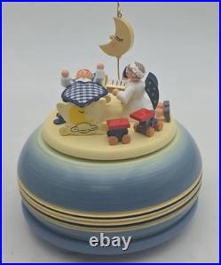 German KWO Music Box Small Good Night Blue 15 cm Erzgebirge