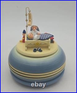 German KWO Music Box Small Good Night Blue 15 cm Erzgebirge