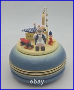 German KWO Music Box Small Good Night Blue 15 cm Erzgebirge