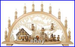 German Wooden candle arch lights 230V miner figures 10 flames