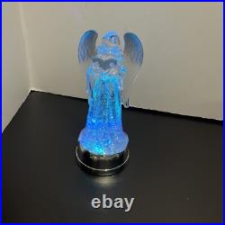 Gerson 13 In Lighted Angel Water Lantern Snow Globe with Continuous Swirling on