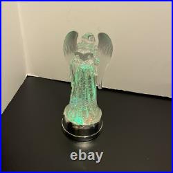 Gerson 13 In Lighted Angel Water Lantern Snow Globe with Continuous Swirling on
