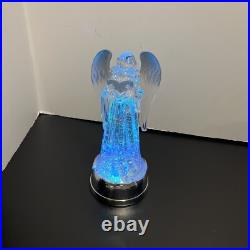 Gerson 13 In Lighted Angel Water Lantern Snow Globe with Continuous Swirling on