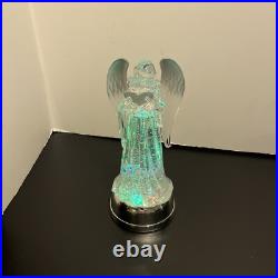 Gerson 13 In Lighted Angel Water Lantern Snow Globe with Continuous Swirling on