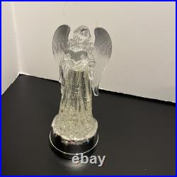 Gerson 13 In Lighted Angel Water Lantern Snow Globe with Continuous Swirling on