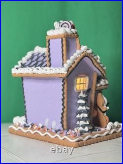 Ghoulish 12 Purple Haunted Gingerbread House LED Light-Up with Ghosts & Pumpkins