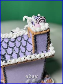 Ghoulish 12 Purple Haunted Gingerbread House LED Light-Up with Ghosts & Pumpkins