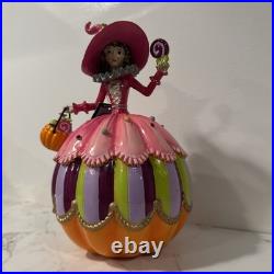 Ghoulish Pink Halloween Witch Girl Pumpkin Candy Figurine 9.5 inch Figure New