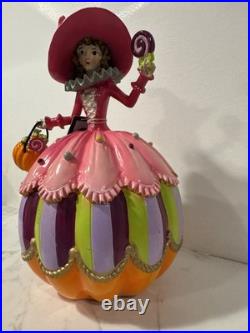 Ghoulish Pink Halloween Witch Girl Pumpkin Candy Figurine 9.5 inch Figure New