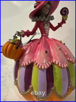 Ghoulish Pink Halloween Witch Girl Pumpkin Candy Figurine 9.5 inch Figure New