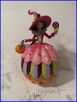 Ghoulish Pink Halloween Witch Girl Pumpkin Candy Figurine 9.5 inch Figure New