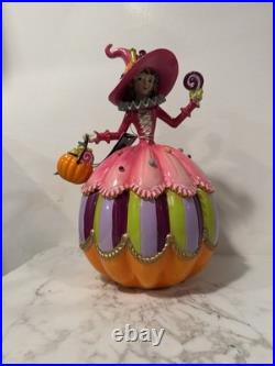Ghoulish Pink Halloween Witch Girl Pumpkin Candy Figurine 9.5 inch Figure New