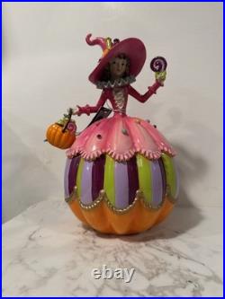 Ghoulish Pink Halloween Witch Girl Pumpkin Candy Figurine 9.5 inch Figure New