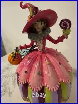 Ghoulish Pink Halloween Witch Girl Pumpkin Candy Figurine 9.5 inch Figure New