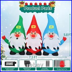 Giant 7.5 FT Multicolor Christmas Gnomes Inflatable Yard Decoration with LEDs