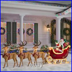 Giant 9-Foot Pre-Lit LED Santa's Sleigh and Reindeer Set