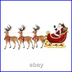 Giant 9-Foot Pre-Lit LED Santa's Sleigh and Reindeer Set