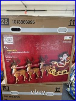 Giant 9-Foot Pre-Lit LED Santa's Sleigh and Reindeer Set