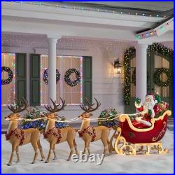 Giant 9-Foot Pre-Lit LED Santa's Sleigh and Reindeer Set