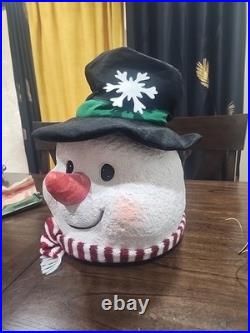 Giant Snowman Head Paper Mache Glitter Christmas Decor