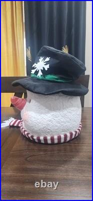 Giant Snowman Head Paper Mache Glitter Christmas Decor