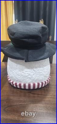 Giant Snowman Head Paper Mache Glitter Christmas Decor