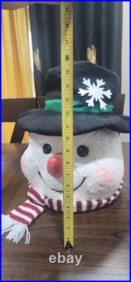 Giant Snowman Head Paper Mache Glitter Christmas Decor
