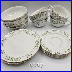 Gibson Christmas Holiday Charm Gold Ivy Trim 20 Piece Set MISSING DINNER PLATES Gibson Christmas Holiday Charm Gold Ivy Trim 20 Piece Set MISSING DINNER PLATES