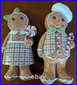 Gingerbread Boy And Girl QVC Valerie Parr Hill Candycane 10 Inch Figures Rare