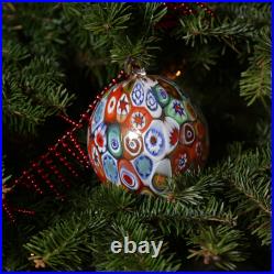 GlassOfVenice Murano Glass Christmas Ornament Gold Millefiori
