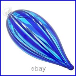 GlassOfVenice Murano Glass Icicle Christmas Ornament Blue Stripes GlassOfVenice Murano Glass Icicle Christmas Ornament Blue Stripes