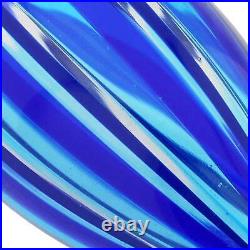 GlassOfVenice Murano Glass Icicle Christmas Ornament Blue Stripes GlassOfVenice Murano Glass Icicle Christmas Ornament Blue Stripes