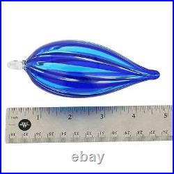 GlassOfVenice Murano Glass Icicle Christmas Ornament Blue Stripes GlassOfVenice Murano Glass Icicle Christmas Ornament Blue Stripes