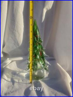Glass Christmas Trees Set of 3 Solid Glass Graduated 12 10 8 READ