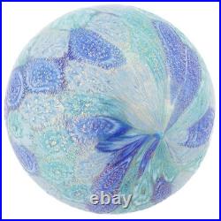 Glass Of Venice Murano Glass Aurea Millefiori Christmas Ornament Aqua Blue wit