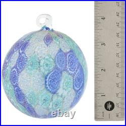 Glass Of Venice Murano Glass Aurea Millefiori Christmas Ornament Aqua Blue wit