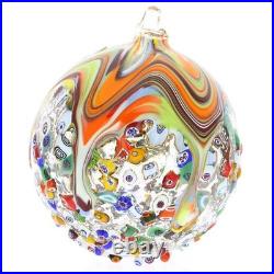 Glass Of Venice Murano Glass Christmas Ornament Multicolor Mosaic Millefiori And