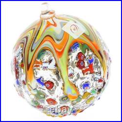 Glass Of Venice Murano Glass Christmas Ornament Multicolor Mosaic Millefiori And