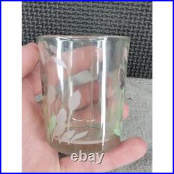 Glass Votive Candle Holder Frosted Floral Design Small Clear