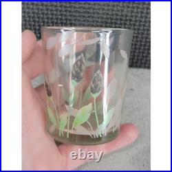 Glass Votive Candle Holder Frosted Floral Design Small Clear