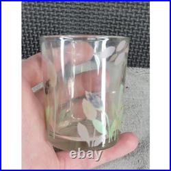 Glass Votive Candle Holder Frosted Floral Design Small Clear