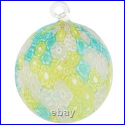 Glass of Venice Murano Glass Aurea Millefiori Christmas Ornament Lime Green an