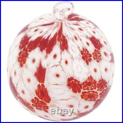 Glass of Venice Murano Glass Aurea Millefiori Christmas Ornament Red and White