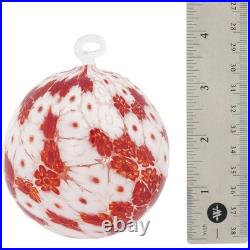 Glass of Venice Murano Glass Aurea Millefiori Christmas Ornament Red and White