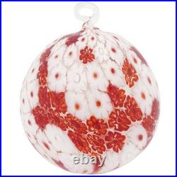 Glass of Venice Murano Glass Aurea Millefiori Christmas Ornament Red and White
